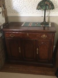 server with brass hardware.  Opens to full sideboard size