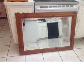 Large wood framed mirror