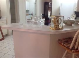 Crystal items and a French case clock