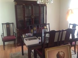 Dining room table and 6 chairs also large China cabinet