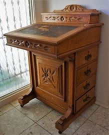 Small Davenport desk in solid oak