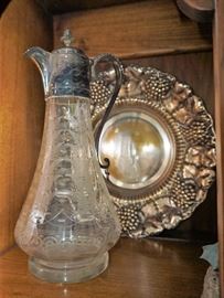 Crystal and silverplate pitcher