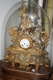 King Arthur mantle clock - markings include Medaille D'Argent, Vincent & Cie, 1855