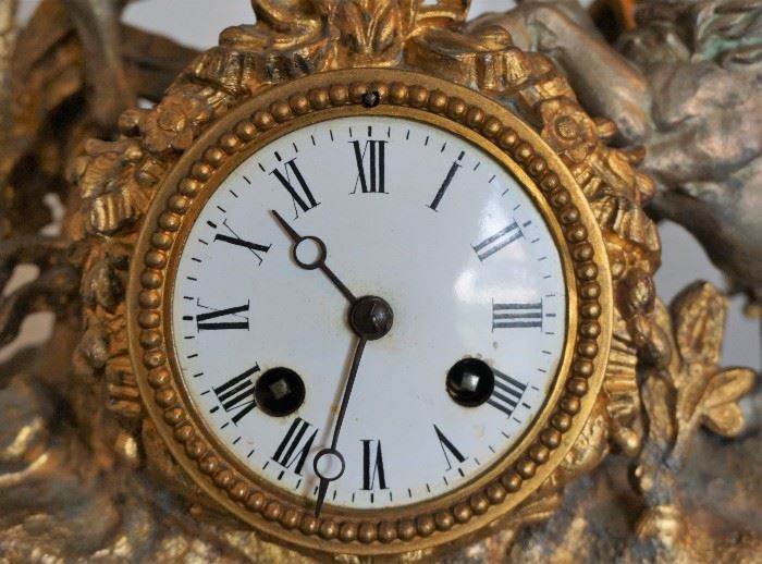 King Arthur mantle clock - markings include Medaille D'Argent, Vincent & Cie, 1855