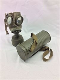 Vintage Swiss Armed Forces Gas Mask and Storage Canister. 