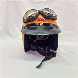 Levior Race Car Helmet from Belgium and Goggles. 