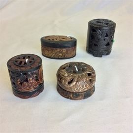 Carved Stone Boxes and Incense Burners