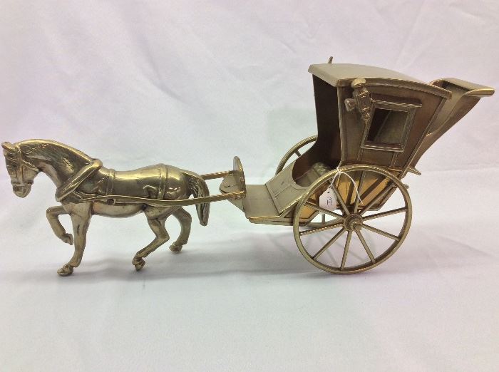Brass Horse and Carriage. 22” in length. 