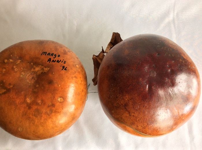 Decorative Gourds. Signed. 