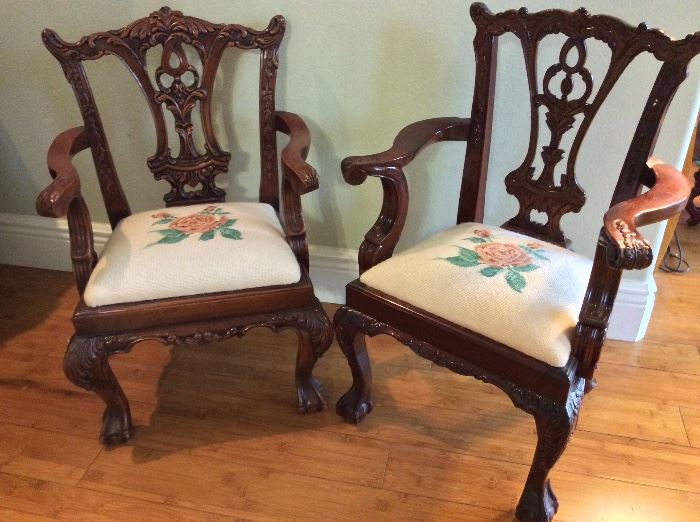 Mahogany Chippendale Children's Arm Chairs. 