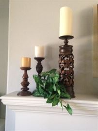 Wooden and carved candle holders