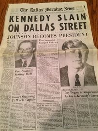 A copy of the Dallas Morning News, Sat., November 23, 1963, the day after President John F. Kennedy's assassination 