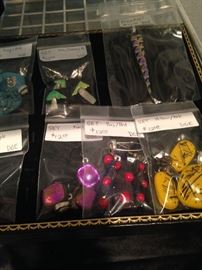 Earrings, pins, and pendants