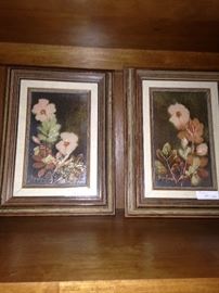 Framed companion floral art