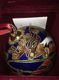Cloisonne Christmas ball complete with box