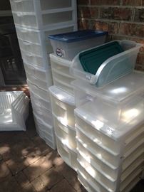 Plastic drawer units will help keep you organized!