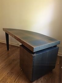 7. Contemporary Curved Wood Desk Top w/ Highgloss Finish w/ 3 Drawers (65'' x 26'' x 30'')