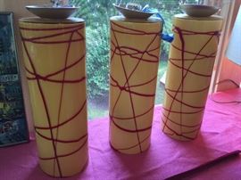 48. 3 Murano Glass Cylinder Pendant Ceiling Lights (6'' x 17'')