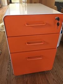 68. Poppin Orange & White Filing Cabinet