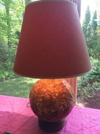 47. Ceramic Globe Lamp on Wood base (26'')