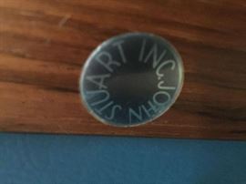 39. Pair of Florence Knoll Blue Tufted Parallel Chairs w/ Walnut Frame Base (24'' x 32'' x 36'')