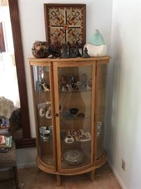 OAK BOW-FRONT CHINA CABINET