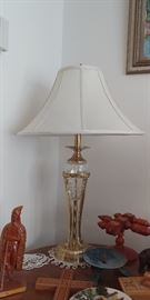 Crystal and Brass Table Lamp