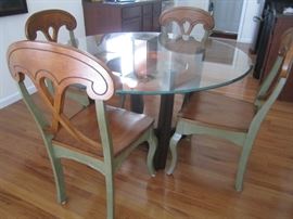 VERY NICE GLASS TOP TABLE AND 4 CHAIRS