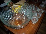Fostoria punch bowl with matching cups