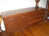 Great mid-century sideboard - marked Bassett - has table with two leaves and matching chairs. Original owners.