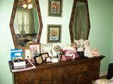 Double dresser with mirrors - lots of storage. Has matching double bed and nightstand.