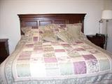 King bedroom set with good mattresses - matching night stands and two matching chests of drawers.