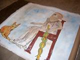 Interesting rolled up painting of Caduceus - God of Physicians