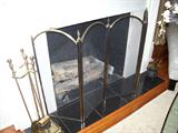 Fireplace screen and tool set.