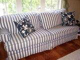 Great striped sofa set - sofa, loveseat, chair/ottoman. Note: this set has some minor staining. Looking like a kid dripped a Coke on it or something. We have not attempted to clean the spots. Priced to sell.