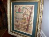 Signed seriograph by listed artist "Winter in the Plaza" by Hulme - known for his winter and New York scenes. Died in the early '70s.