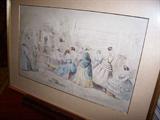 Very nice original political cartoon done in the 1860's. Has original auction house sticker on reverse.