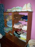 Pair of pine bookcases - priced to sell - more linens.