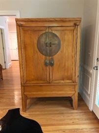 Beautiful antique Chinese cabinet / wardrobe. Measures 6’ tall by 3’ 9 1/2” across and 24 1/2” deep. 