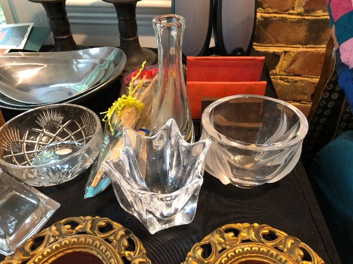 Vase on the right is a Lalique Tulip vase.