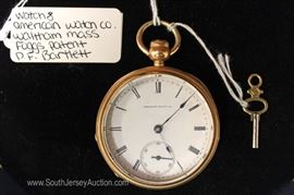  P.F. Bartlett Foggs Patent Pocket Watch with Key by “American Watch Company Waltham Mass.” 