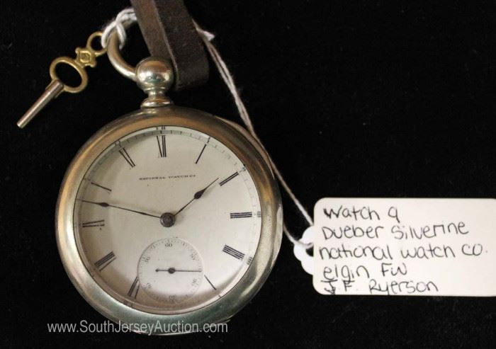  J.F. Ryerson Dueber Silverine Pocket Watch with Key by “National Watch Company” Elgin FW 