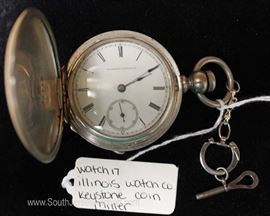  Miller Keystone Coin Pocket Watch with Key by “Illinois Watch Company” 