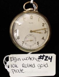  10 Karat Rolled Gold Plate Pocket Watch by “Elgin Watch Company” 