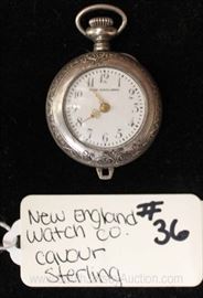  STERLING Cavour Pocket Watch by “New England Watch Company” 
