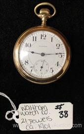 21 Jewels Pocket Watch by “Waltham Watch Company” circa 1901 