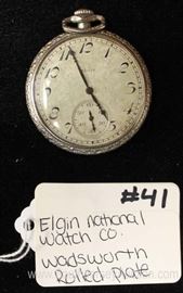  Wadsworth Rolled Plate Pocket Watch by “Elgin National Watch Company” 