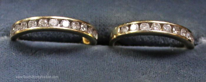  14 Karat Gold Diamond Hoop Earrings 