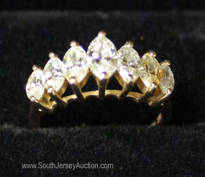  14 Karat Gold Marquise Diamond Cut Ring 