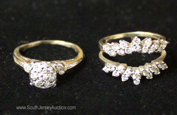 14 Karat White Gold 2 Piece Diamond Engagement Wedding Band Ring Set 